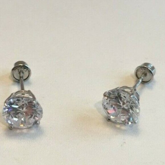 2ct ROUND FLAWLESS LAB SIMULATED DIAMOND STUD EARRINGS 14K SOLID WHITE GOLD - Picture 1 of 7